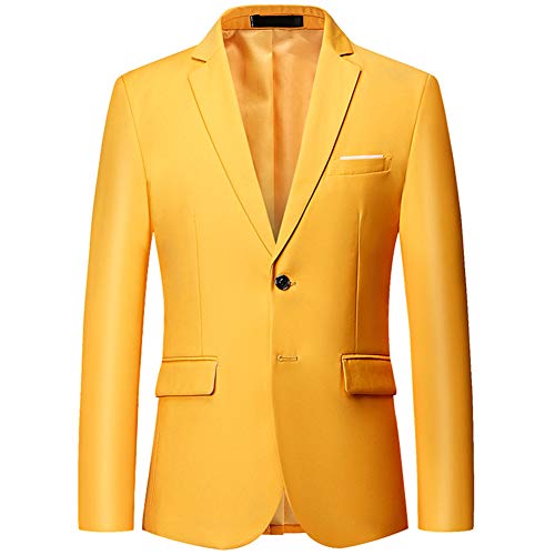 Mens Slim Fit Blazer Jacket Two-Button Notched Lapel Casual Suit Jacket