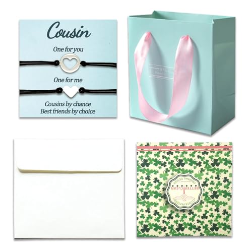 Cueemoff Cousin Gifts for Women Cousins by Chance Best Friends by Choice Matching Bracelets for 2 Sisters Brothers Jewelry Heart Adjustable Bracelet Birthday Gifts Gift2