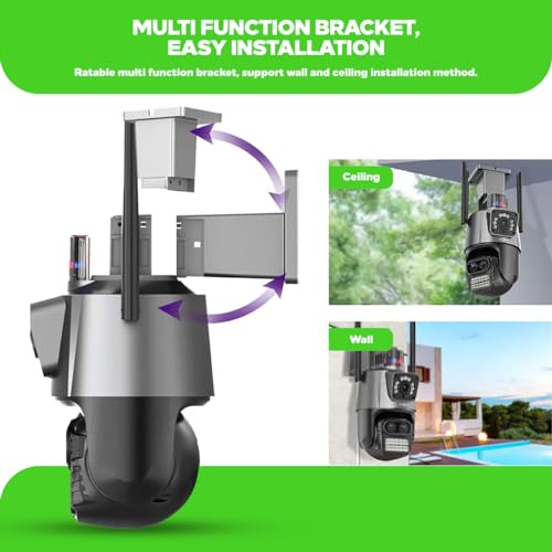 Image of Active Pixel 4mp+4mp 8X Zoom PTZ WiFi Wireless Outdoor Dual Lens CCTV Camera | Wireless Outdoor Security 360 | Dark Vision | Supports Upto 128 GB Micro Sd Card | Motion Detection| Siren Alarm| Alexa