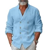 Mens Double-Breasted Shirts Short Sleeve Button Down Shirts Beach Shirt Vacation Beach Summer Top (Blue,XL,X-Large)