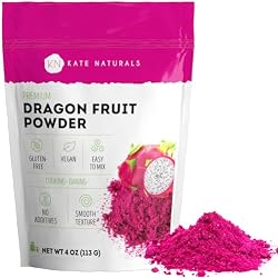 Kate Naturals Dragon Fruit Powder for Baking & Drinks (4oz) | Vegan, Gluten Free Dried Pink Pitaya Powder for Dragonfruit Syrup, Smoothies & Food Coloring