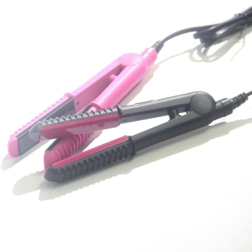 Mini plancha de pelo 2 en 1 para cabello y rizos (negro) miniatura 1