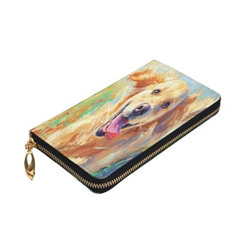 Smiling and friendly Premium Leather Wallet with Metal Zipper, Multiple Card Slots Cash Pockets, ideal Gift for Her or Him3