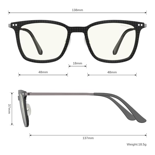 Image of ANYLUV Blue Light Glasses Men, Stylish Square Carbon Fiber Eyewear, Anti Eyestrain, Lightweight Mens Computer Gaming Glasses