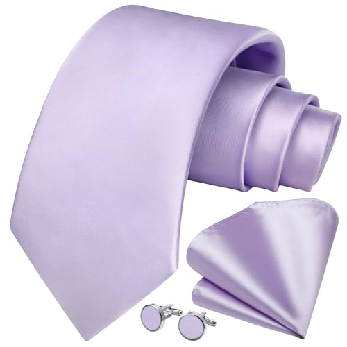 Image of Enlision Mens Ties Solid Color Satin Necktie Ties for men Handkerchief Cufflinks Pocket Squares for Wedding