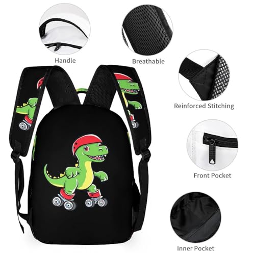 Rollerskating Dinosaur Cute Backpacks Set Lightweight Lunch Bag Aesthetic Pencil Cases for Travel Work3