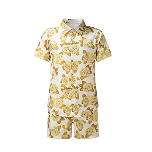 Vêtements décontractés homme ensemble d'été jaune grande taille XXXL fluide