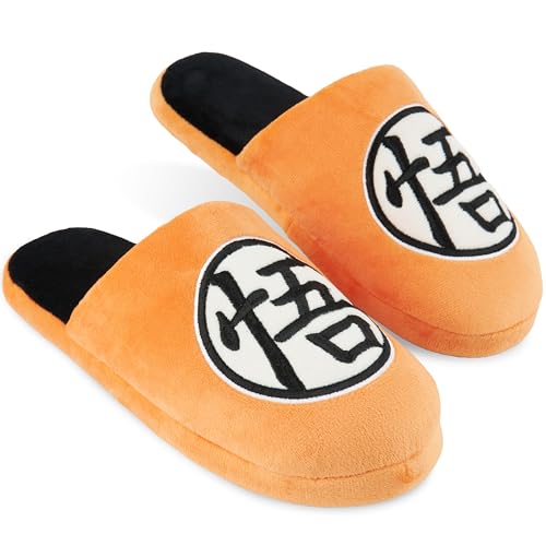 Get Trend Dragon Ball Z Slippers for Men, Teens, Slip On Mules, Cozy, Plush Bedroom Slippers, Indoor Non Slip House Shoes, Goku Anime Gifts for Men (7.5/8.5 US, Orange Dragon Ball)