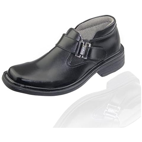Boys School Shoes Wedding Formal Smart Dress Infant Christening Black Trainer Pull On UK 8/26 Cover