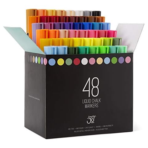 JumpOff Jo – Liquid Chalk Markers – Reversible Chisel and Round Tip – Multi Color (48) Cover