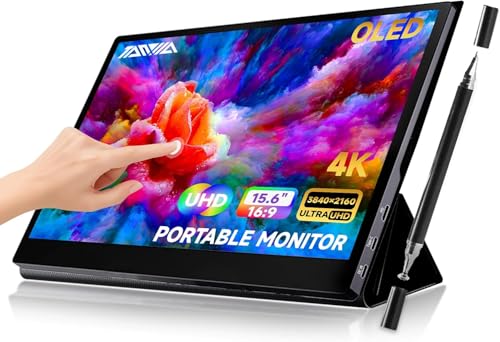 Image of Pro 15.6 inch 4K OLED Touchscreen Portable Monitor, 100% AdobeRGB, 10-Bit HDR Display, UHD External Monitor with Stylus Pen & Smart Cover for Creators