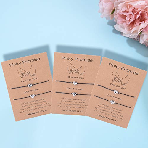 Sannyra Pinky Promise Bracelets Friendship Couple Distance Matching Bracelet Letter Th Alphabets Gifts For Her 2 Pieces，Valentine's Day Gifts #TOP4