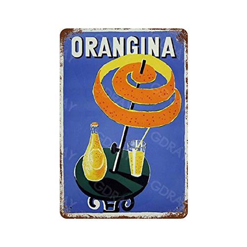 GDRAY Orangina Plaque en métal Vintage publicitaire Cadeau pour Homme Caves, café, Bar, pub, bière, décoration Murale