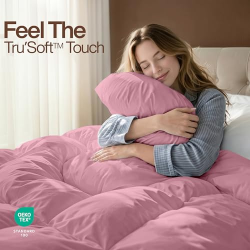 Image of Utopia Bedding Twin Comforter Duvet Insert, Quilted Pink Comforter with Corner Tabs, Box Stitched Down Alternative Comforters Twin Size 64 x 88 inches