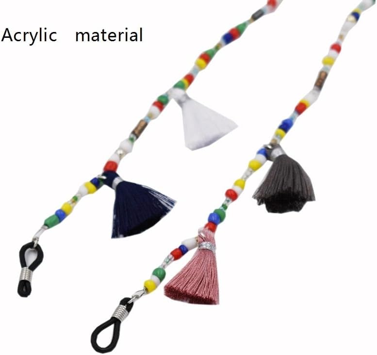Handmade Beads Eyewear Accessories Mixed Color Rice Acrylic Eyeglass Chains Tassel Lanyard