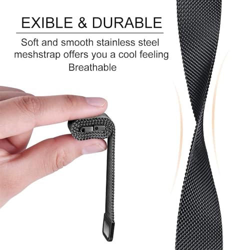 O Ozone Milanese Loop Strap for Xiaomi Redmi Watch 5/ Watch 4, MI Band 9 Pro/8 Pro| Stainless Steel Magnetic Adjustable Mesh Metal Watch Bands for Men and Women