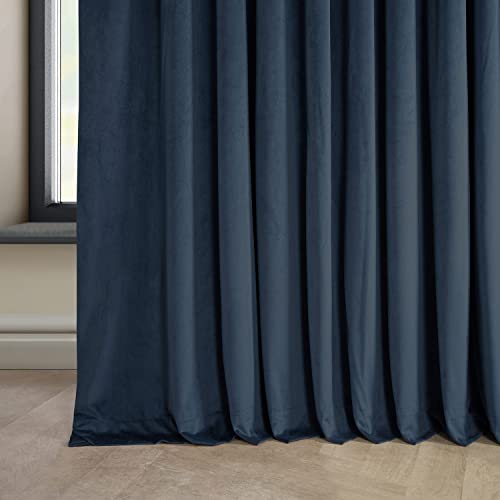 Image of HPD Half Price Drapes Signature Plush Extra Wide Velvet Blackout Curtains for Bedroom (1 Panel),100W X 108L Hotel Black Out Curtains for Living Room, Thermal Insulated Curtains, Varsity Blue