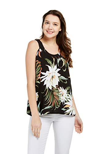 Image of Family Matching Hawaiian Clothes, Wispy Cereus Black | Lightweight 100% rayon • Family matching outfits • Tropical floral print • Beach vacations • Luaus • Cruises • Family photos