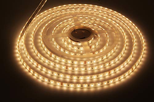 LEDMY DC24V Flexible Led Strip Light, led Tape Lights SMD3528 300LEDs IP68 Waterproof String Light, Strip Lights Used in Commercial, Project, Home and Outdoor (Warm White 3000K) 16.4FT/5M