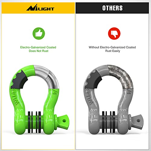 Image of Nilight 2 Pack 3 /4 inch D-Ring Shackle with 7 /8 inch Screw Pin 41,887lbs Break Strength, Heavy Duty Off Road Recovery with Isolators Washers for Use with Tow Strap, Winch, Off-Road Jeep Truck Vehicle