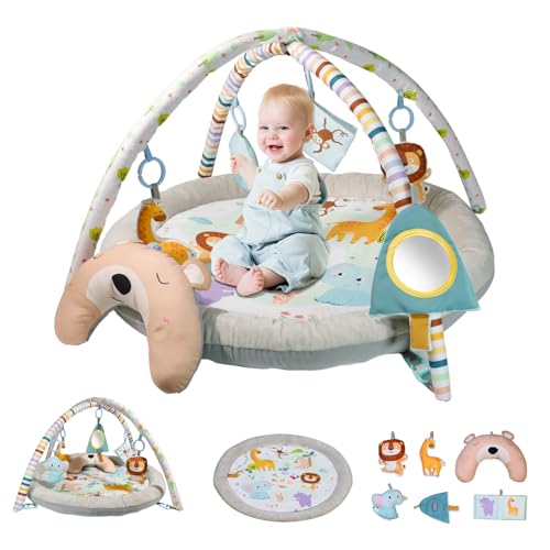 Baby Play Mat Activity Gym Play Mat for Newborn with Hanging Toys Tummy Time Pillow and Comfy Baby Mats for Floor Play Playmats & Floor Gyms Toys for 0-36 Months Infants Newborn