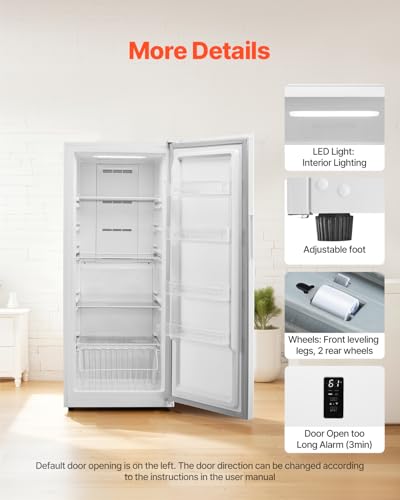 Image of VEVOR Convertible Freezer /Refrigerator, 17 Cu.Ft Frost Free Upright Freezer with Temp Control Panel, Door Open too Long Alarm, Adjustable Shelves and LED, Standing Fridge for Kitchen, Office, Garage
