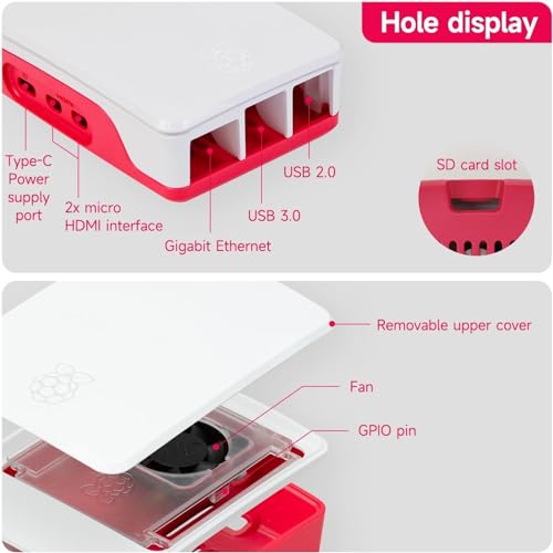 Image of PiDuino Raspberry Pi Official Case with PWM Fan - Red /White