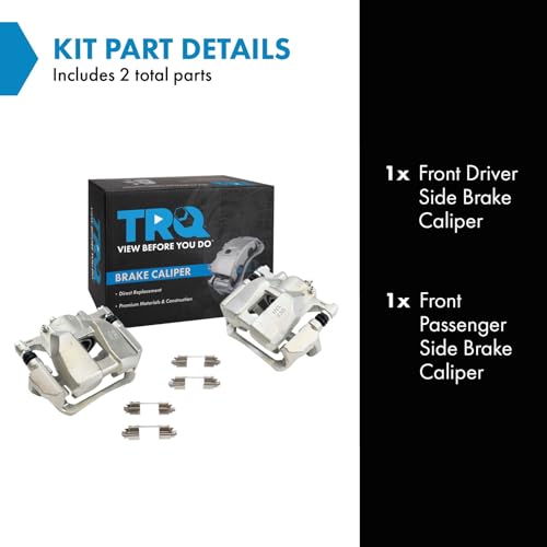 Image of TRQ Front Driver and Passenger Side Brake Caliper Set Caliper Brackets Hardware Compatible with 2013-22 Honda Accord 2013-15 Accord Sport Touring 2016-22 HR-V
