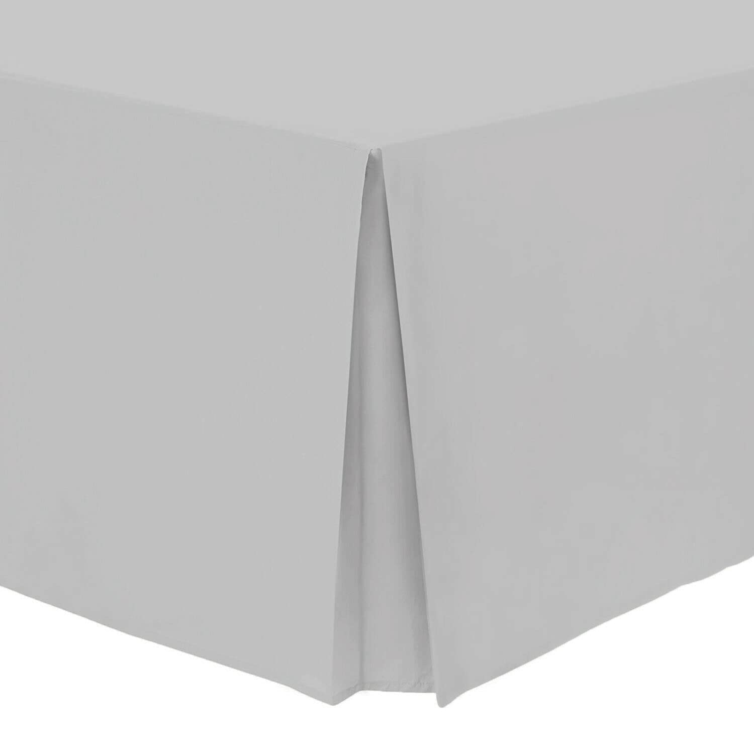 Pleated Base Valance Sheet Plain Pollycotton Fits Under Mattress Base Valance Sheet (4FT Small Double, Silver)