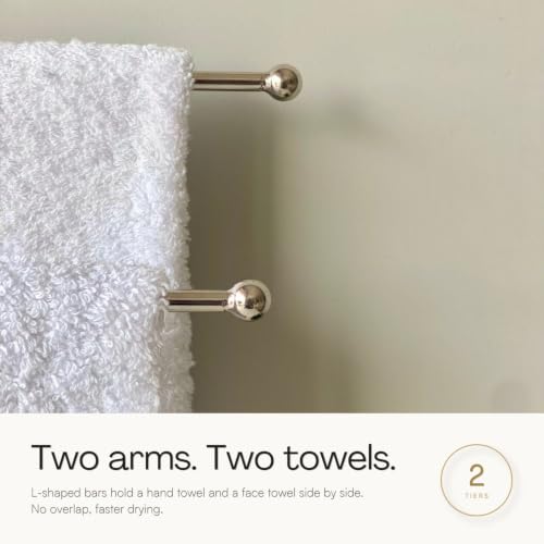 Image of MASON HOME Melrose Hand Towel Stand - White & Silver 1pc |Heavy Marble Base | Easy to Use | Bathroom - Kitchen - Bedroom - Washbasin | Towel - Kitchen Roll - Paper Towel | Decor | Organizer | Stand