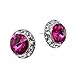 PammyJ Bridal Earrings | 15mm Crystal Round Earrings (Fuchsia)