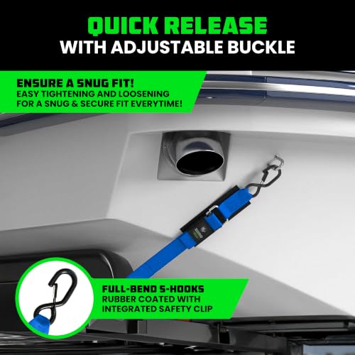 Image of Rhino USA Boat Transom Straps (2-Pack) - Trailer Tie Downs for Boats