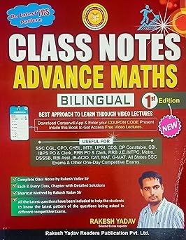 Image of Rakesh Yadav Class Notes Advance Maths Bilingual 2024-25 Edition Based on TCS Pattern | Advance Maths Class Notes by Rakesh Yadav Sir First Edition Perfect Paperback - 24 September 2024