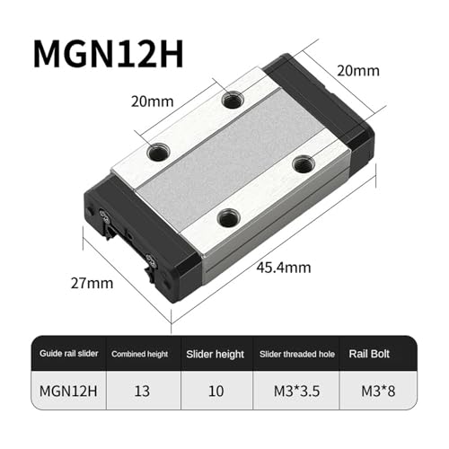 Guía lineal MGN12H de acero inoxidable negro duradero 2