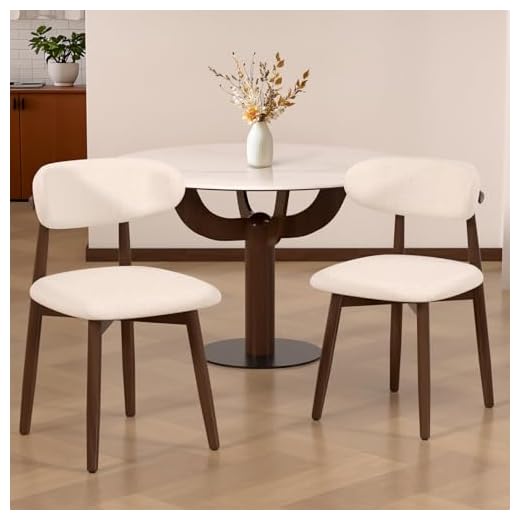 ＴＡＫＵＭＩ∞Ｘ Stühle Esszimmer 2er Set Esszimmerstühle Beige Modern Esszimmerstuhl Holz Walnuss Küchenstuhl Leinen Stoff Gepolstert Dining Chair Armlehnstuhl Gebogener Rückenlehne für Zuhause Restaurant