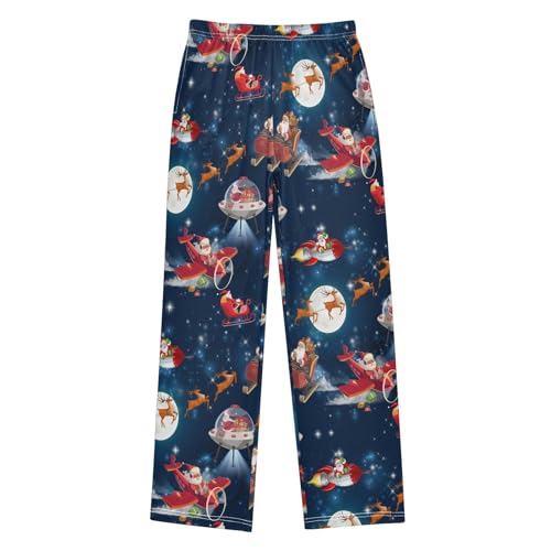 ZZXXB Santa Claus with Airplane Boys Long Pants Soft Trousers Elastic Waist Kids Lounge Bottoms with Pockets S-XL