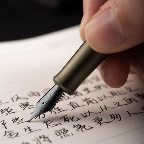 Hongdian M2 Caneta-tinteiro Floresta Negra, ponta macia extrafina e elegante de alumínio com bolso c