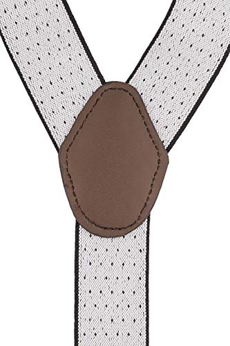 Image of The Tie Hub Suspenders for Men Elastic Adjustable Y Back Braces with Strong Metal Clips for Wedding Formal Office Wear
