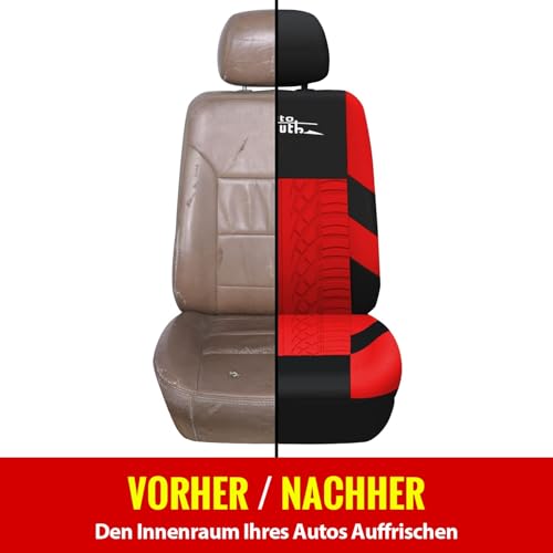 AUTOYOUTH Autositzbezüge für Vordersitze Autositzschoner Reifenschienen Autositzzubehör, Rot