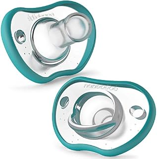 Nanobebe Baby Soothers 3+ Month - Orthodontic, Curves Comfortably with Face Contour, Award Winning for Breastfeeding Babies, 100% Silicone - BPA Free. Perfect Baby Gift 2pk, Grey