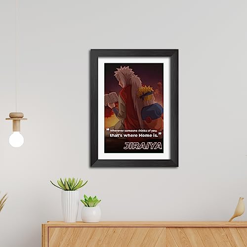 Image of TenorArts Jiraiya Poster Naruto Anime Quotes Laminated Photo Frame Painting with Matt Finish Black Textures (12 inches x 9inches)