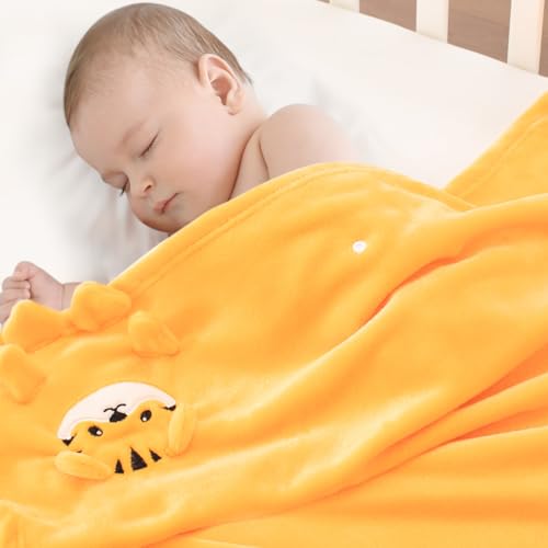 Image of Baby Blanket, Foldable Tiger Shape Plush Blanket, Super Soft Warm Breathable Receiving Blankets Newborn Nursery Swaddle Blankets Gifts for Crib Stroller Boys Girls Birthday Baby Shower