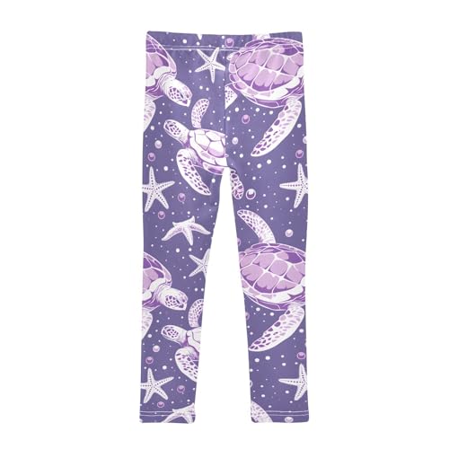 Purple Sea Turtle Girls Leggings Soft Stretch Workout Yoga Dance Pants for Kids Casual Tights2