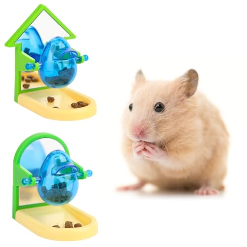 Aiieim 2PCS Rat Foraging Toy, Hamster Rat Enrichment Toys,Parakeet Slow Feeder for Cage with Mirror,Intelligence Growth Cage Toys,Puzzle Treat Dispensing for Parrot Conure Cockatiel