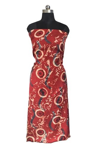 Image of Ethnics of Kutch Women's Ajrakh Modal Silk Natural Dye Hand Block Print Unstitched Kurta Fabric (For Lenght - Refer Bullet Point Below)
