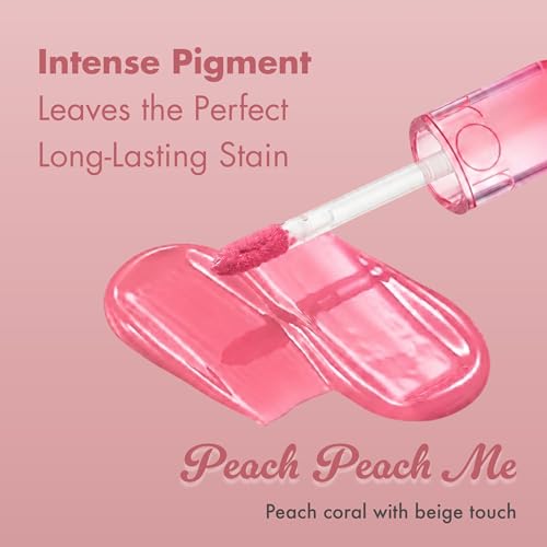 Image of rom&nd Juicy Lasting Tint | 23 Peach Peach Me | High-Shine Plumping Lip Gloss | Long-Lasting Hydrating Fruit-Inspired Color