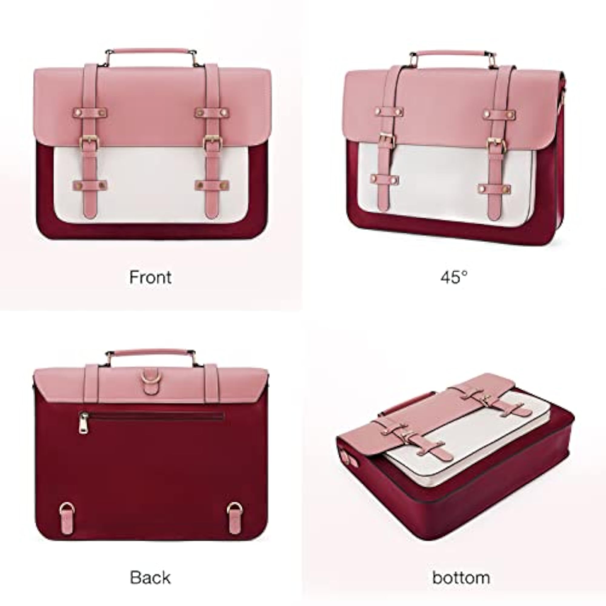 PU Leather Briefcase Backpack for Women, 15.6 inch