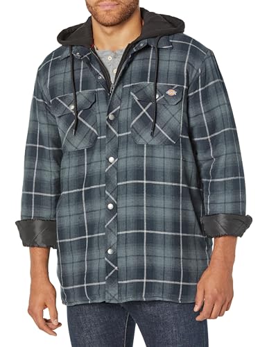 Dickies Men's Water Repellent Flannel Hooded Shirt Jacket