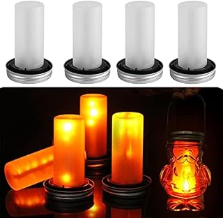4 LED Flame Lights+Solar Gypsum Covered can Lights, simulating Flame Flickering, Used for Safe Halloween Decoration Indoor or hot air Bulb Replacement kit, Romantic Decoration Lights During Weddings