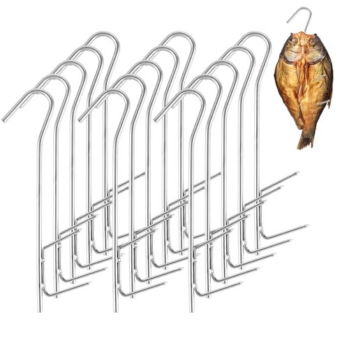 LDXDRU Räucherhaken 15 Stück Edelstahl Räucherhaken Doppelhaken 21CM H-Form für zum Aufhängen von Geräuchertem Fisch Fleisch Wurst